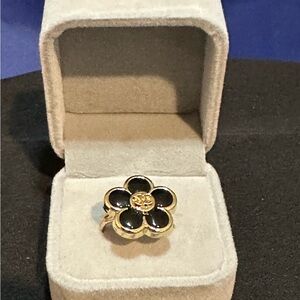 Fashion Black and Gold Adjustable Ring